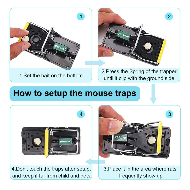 Briteen Mouse Trap Mice Trap That Work Human Power Mouse Killer Mouse Catcher Quick Effective Sanitary 6Packs - Image 3